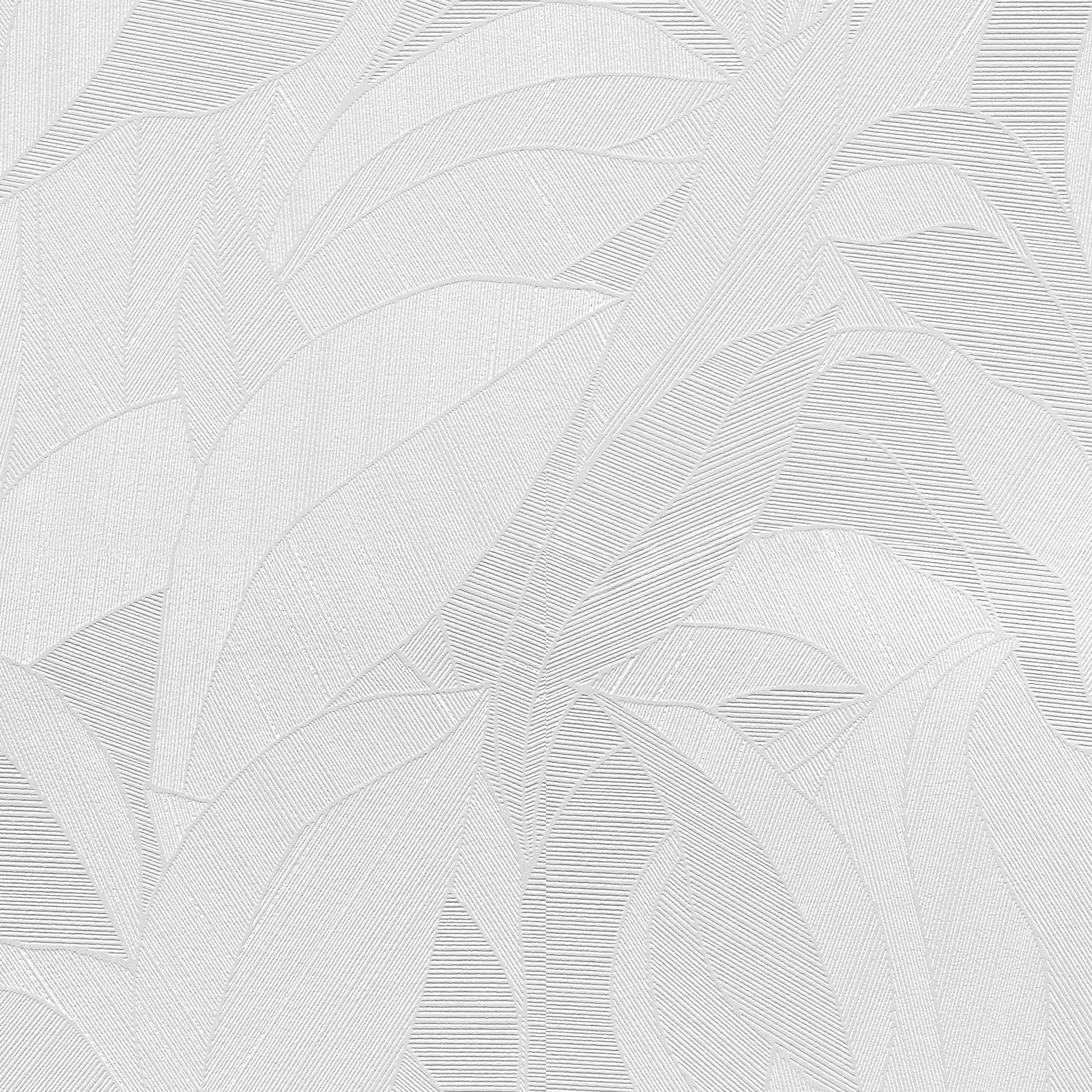 Soft grey leaf-pattern wallpaper with subtle linear textures for a modern, understated interior.