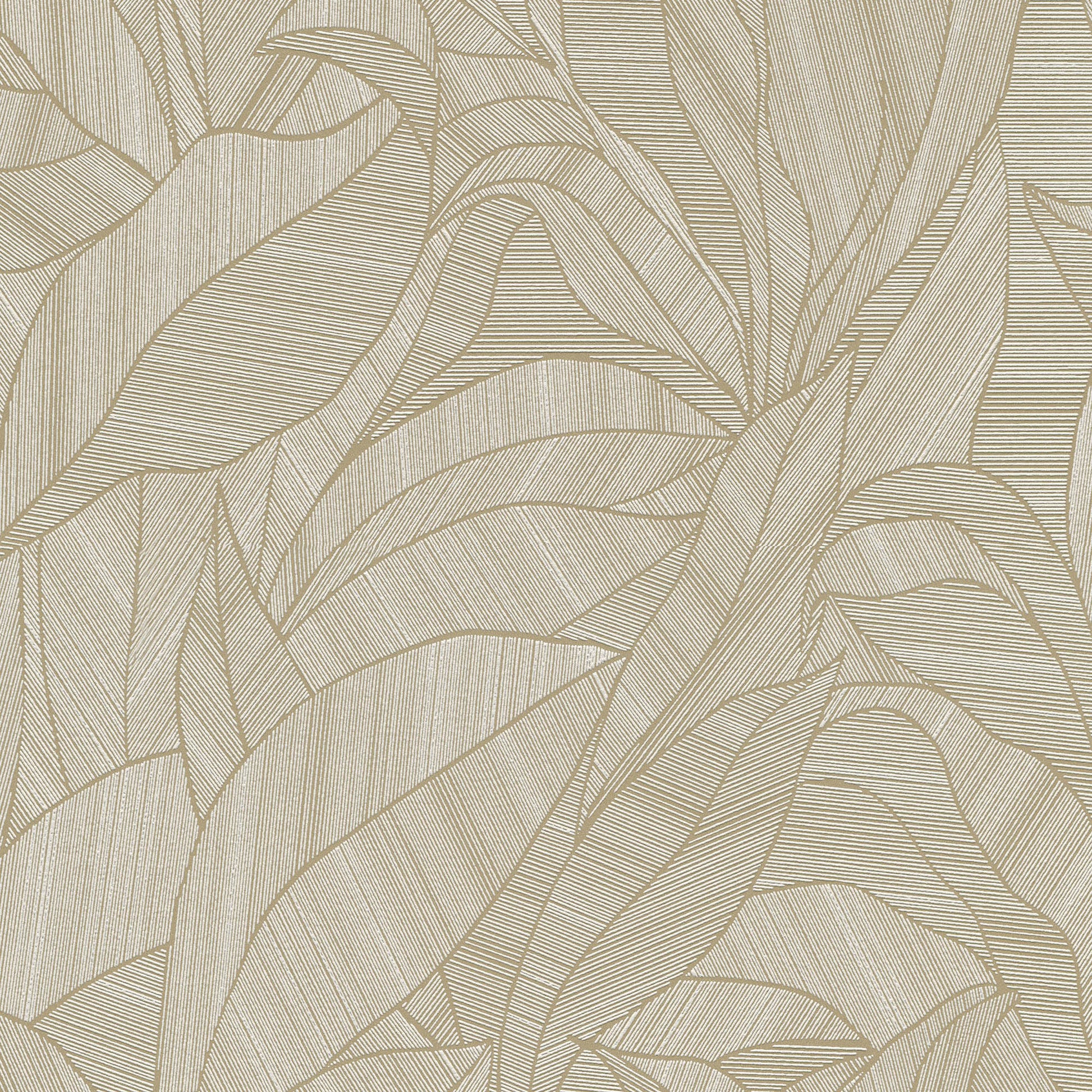 Brown botanical leaf wallpaper with leaf shapes and subtle textured lines for walls or decor.