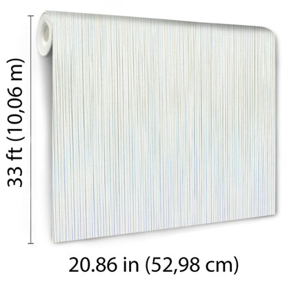 Roll of green wallpaper with raised stria texture; 33 ft long and 20.86 in wide.