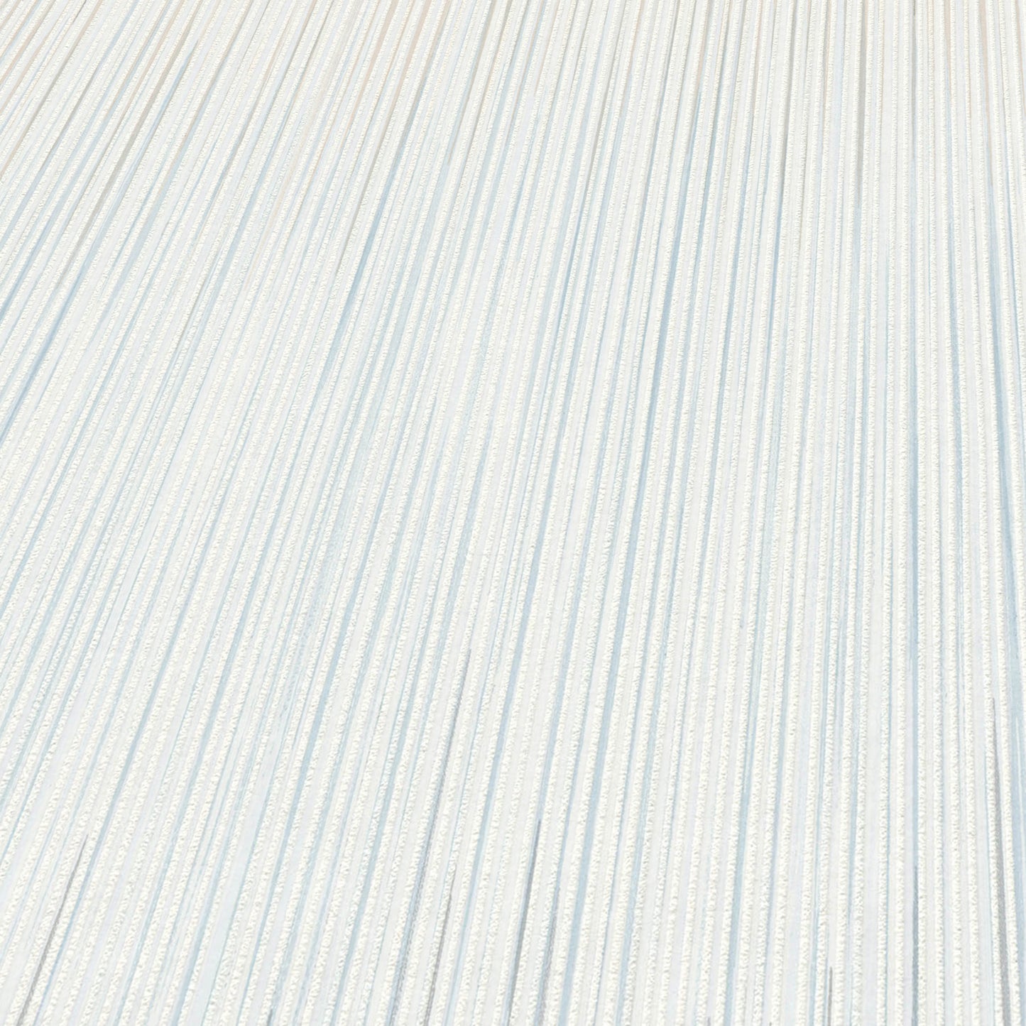 Cream wallpaper with pale diagonal blue stripes and a raised stria texture.
