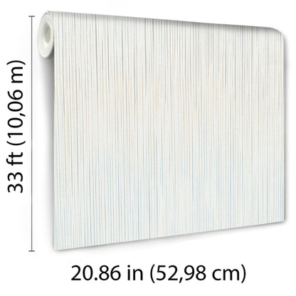 Rolled blue raised-stria vertical textured vinyl wallpaper, ridged finish; wall decor, 33 ft by 20.86 in.