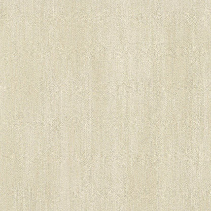 Beige wallpaper with raised texture & subtle woven pattern.