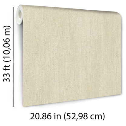 Beige raised-texture wallpaper roll with a fabric-like finish, 33 ft long by 20.86 in wide, ideal wall covering.