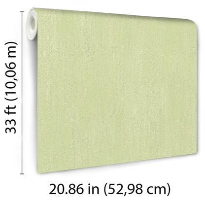 Light lime-green wallpaper roll with subtle linen texture; rolled core visible, 33 ft by 20.86 in.
