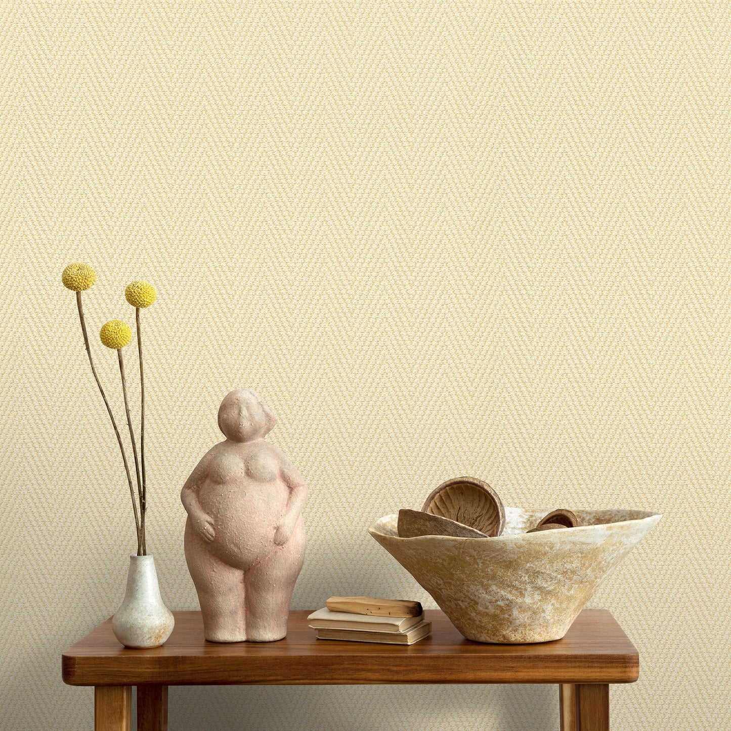 Yellow chevron stripe wallpaper pattern swatch in a traditional style.