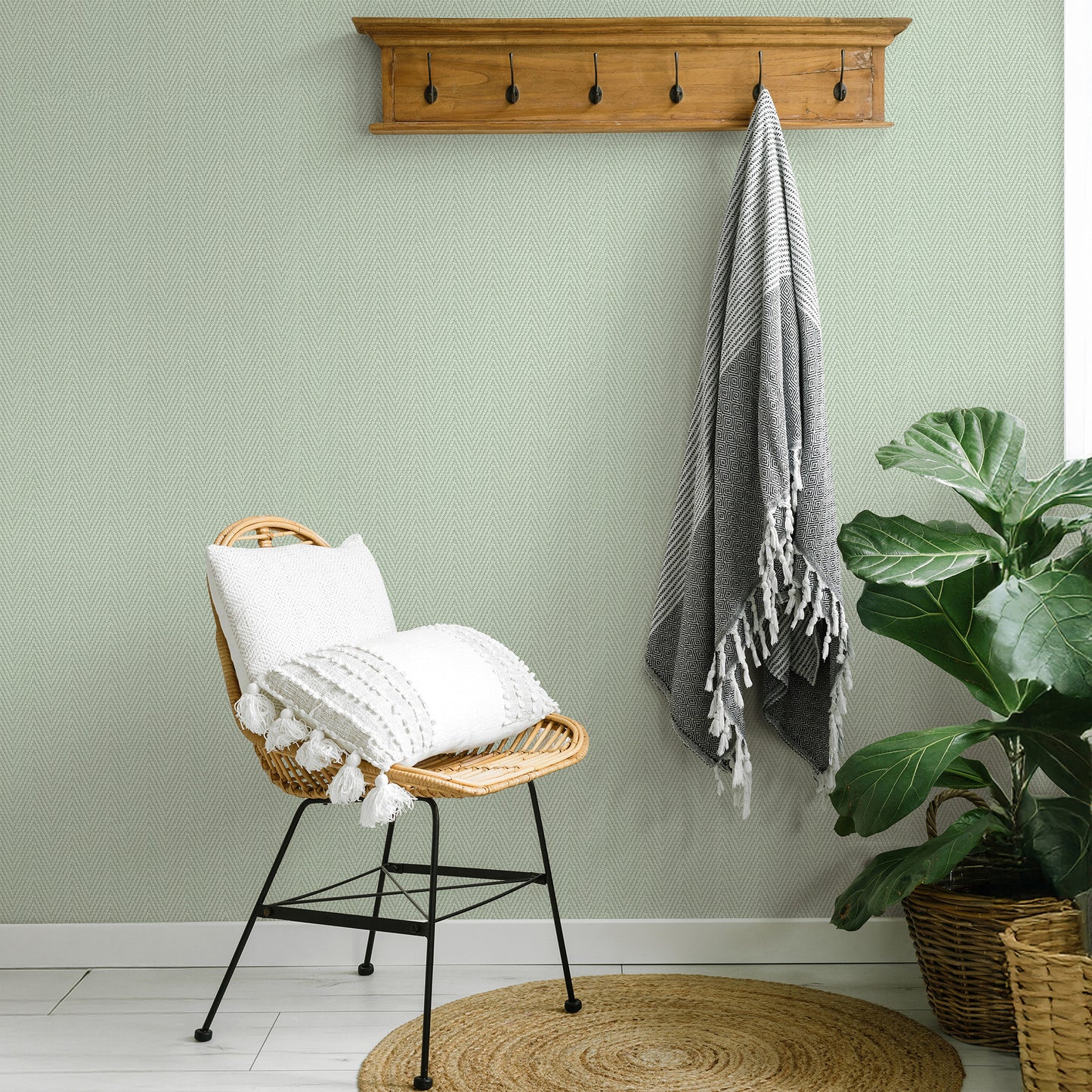 Chevron stripe green wallpaper pattern.