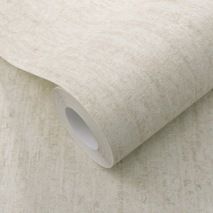 Beige textured wallpaper roll with subtle marbled grain & white core.