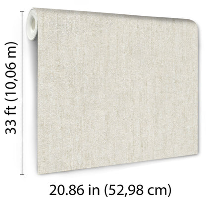 Beige linen-textured wallpaper panel with rolled top edge; neutral wallcovering, 33 ft tall by 20.86 in wide.
