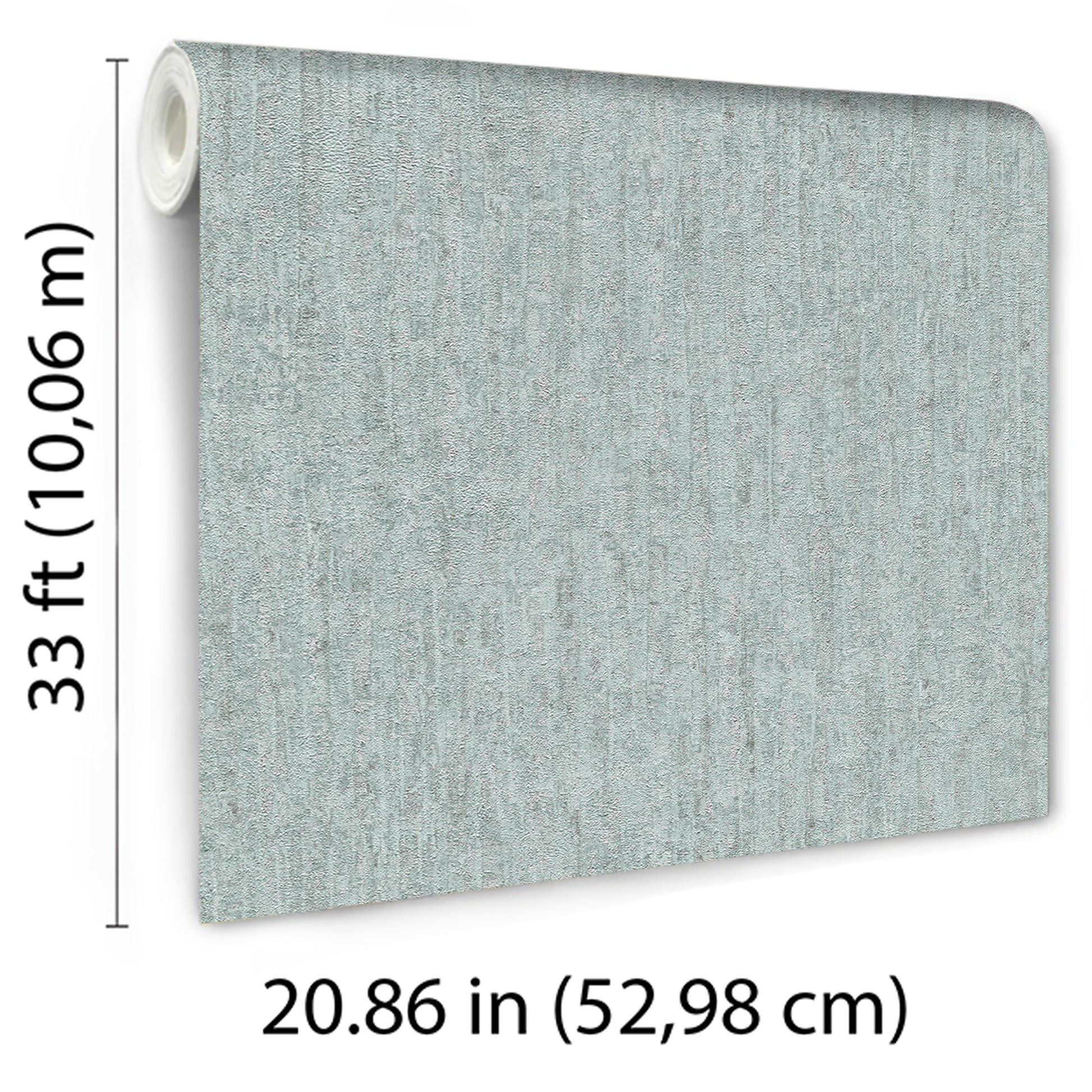 Grey textured wallpaper panel on roll; soft heather fabric-like finish, 33 ft long and 20.86 in wide.
