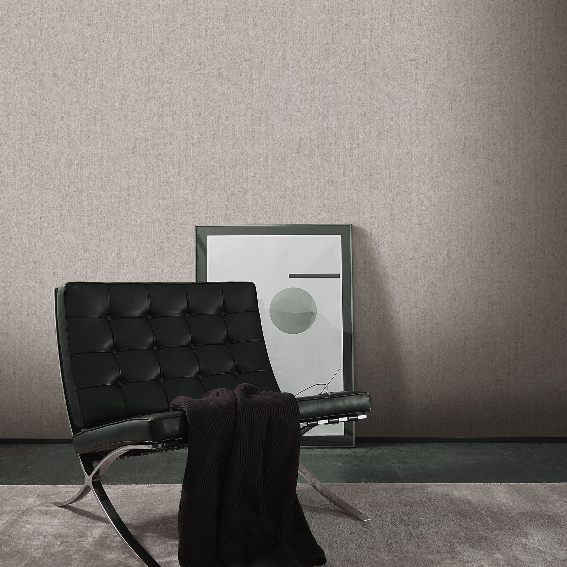 Taupe wallpaper with a subtle artisan texture pattern.