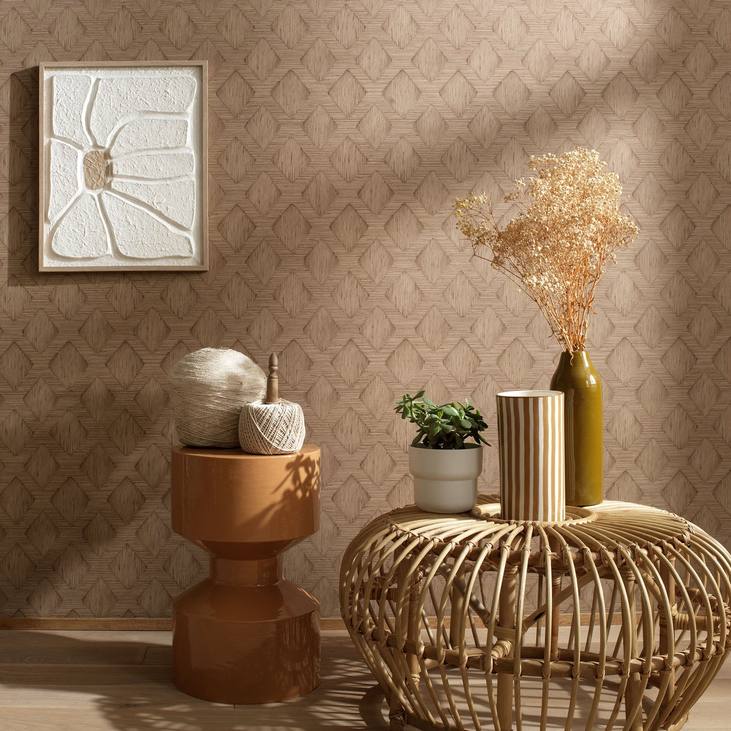 Hidden Harmony brown wallpaper pattern in modern brown tones, 8415-VRSG-AD2
