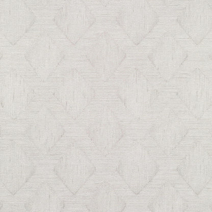 Gray textured wallpaper with a subtle geometric diamond/chevron pattern and soft embossed lines.