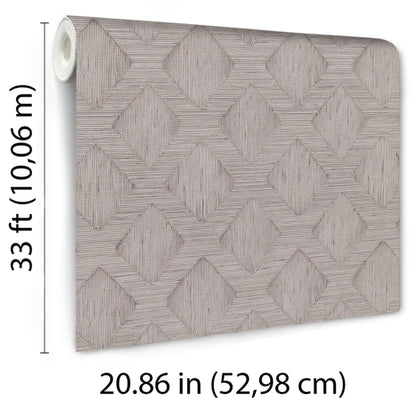Beige textured wallpaper with geometric star motif; roll 10.06 m long & 52.98 cm wide.