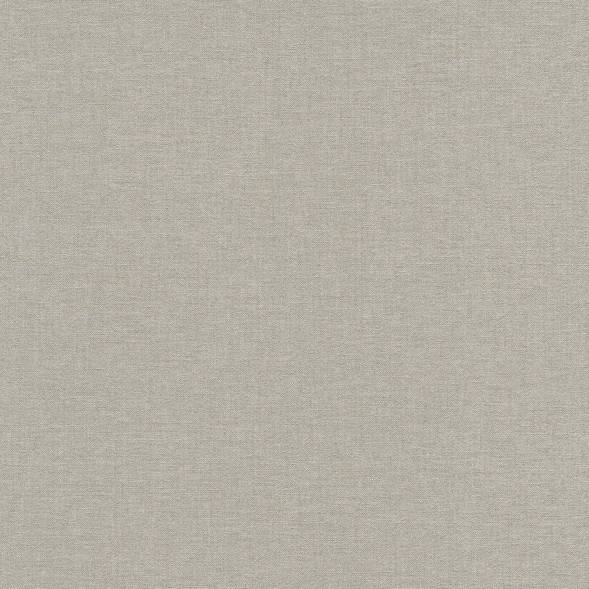 Traditional taupe wallpaper with a linen-look texture and tight weave.