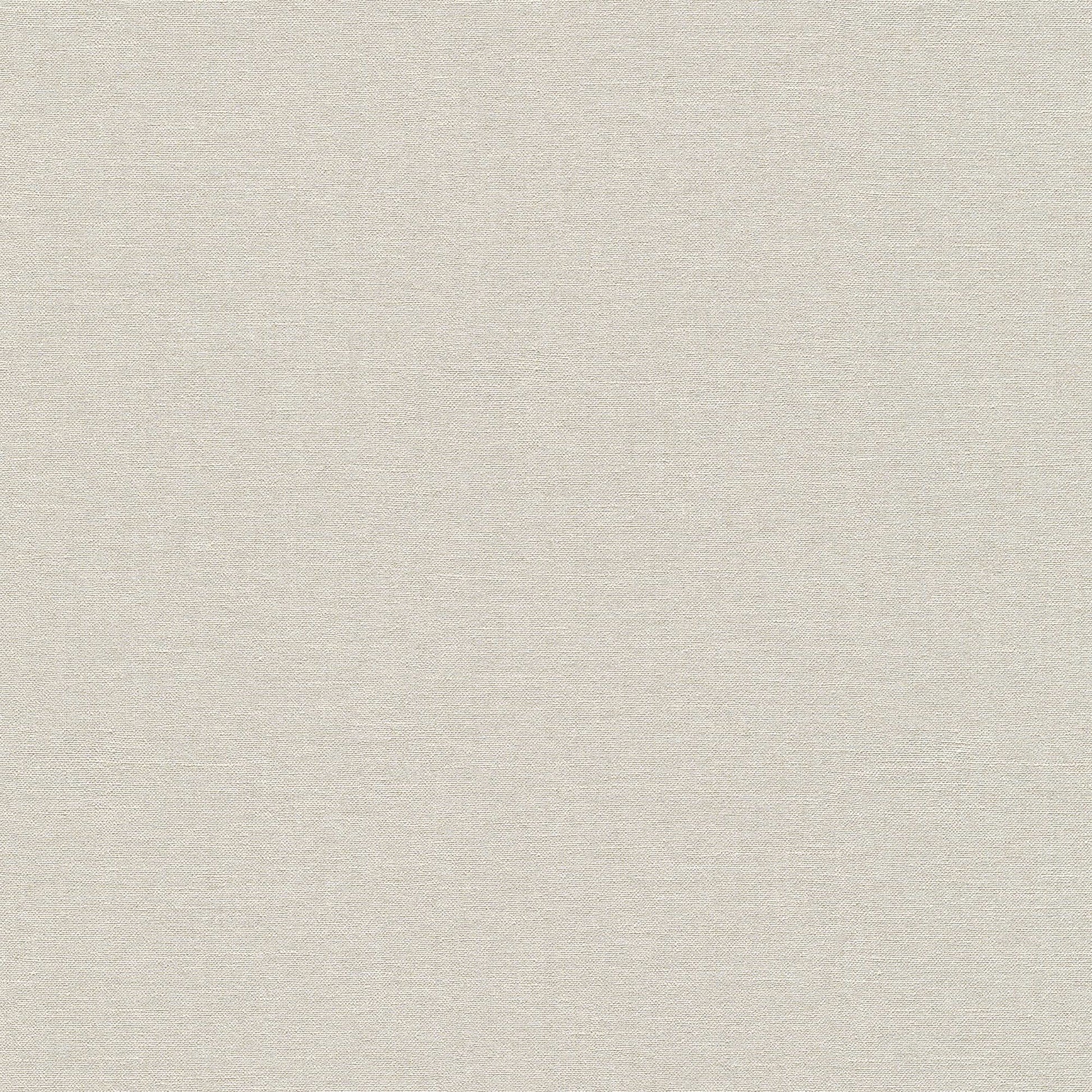 Off-white wallpaper with linen-textured surface and subtle woven pattern.
