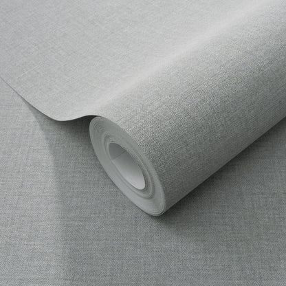 Blue linen-look wallpaper with a fine weave texture; traditional blue wallpaper.