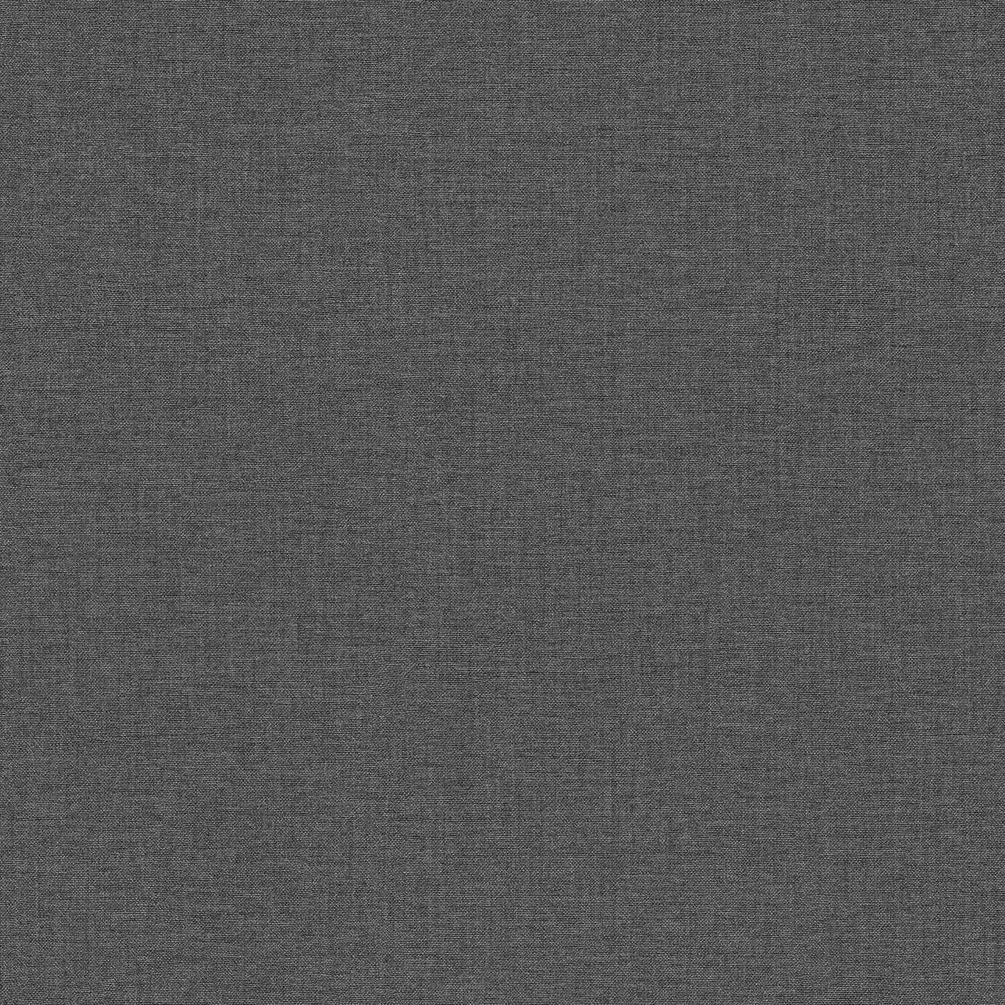 Charcoal gray linen-look wallpaper with a fine, even weave texture.
