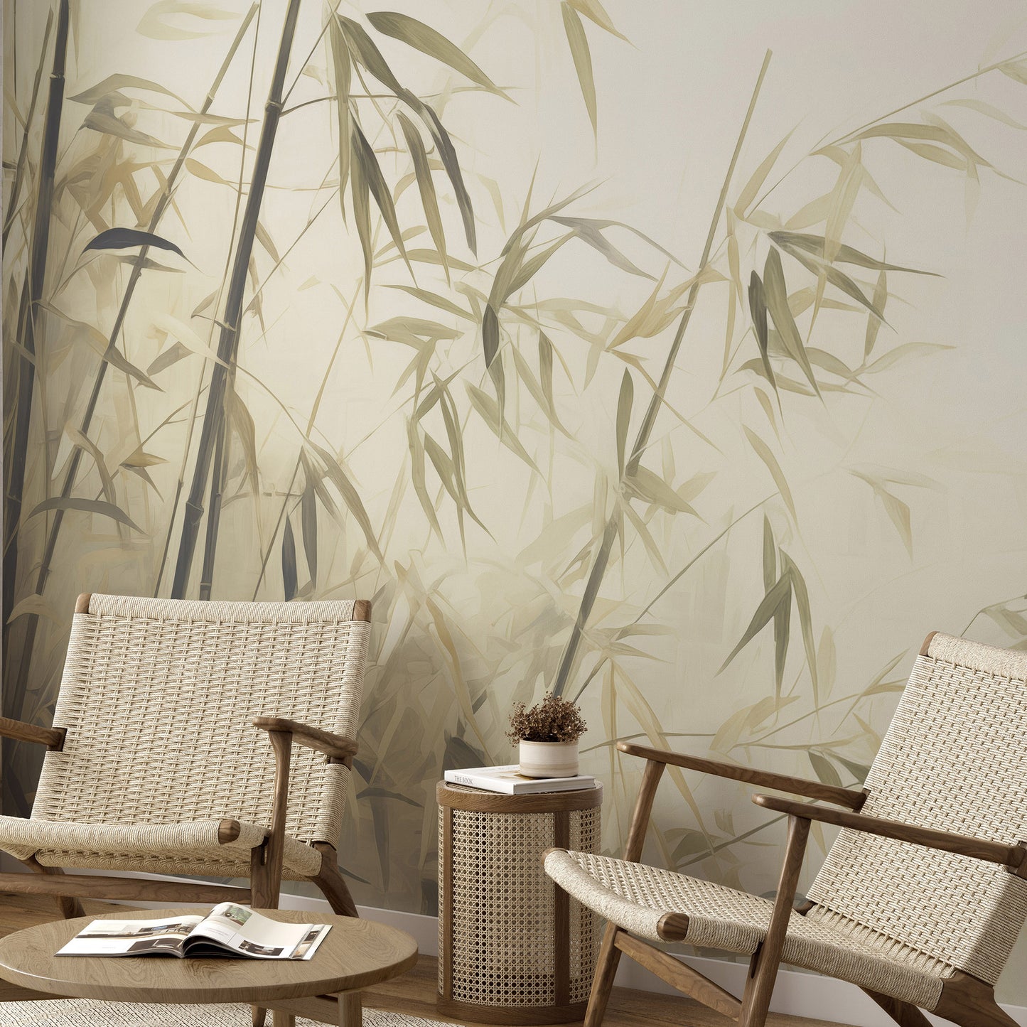 VEER DECOR Bamboo Breeze Beige Wall Mural Landscape Traditional beige  Wallpaper - 8416-VRZM-AB-1