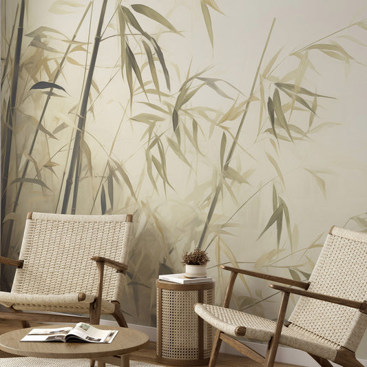 VEER DECOR Bamboo Breeze Beige Wall Mural Landscape Traditional beige  Wallpaper - 8416-VRZM-AB-1