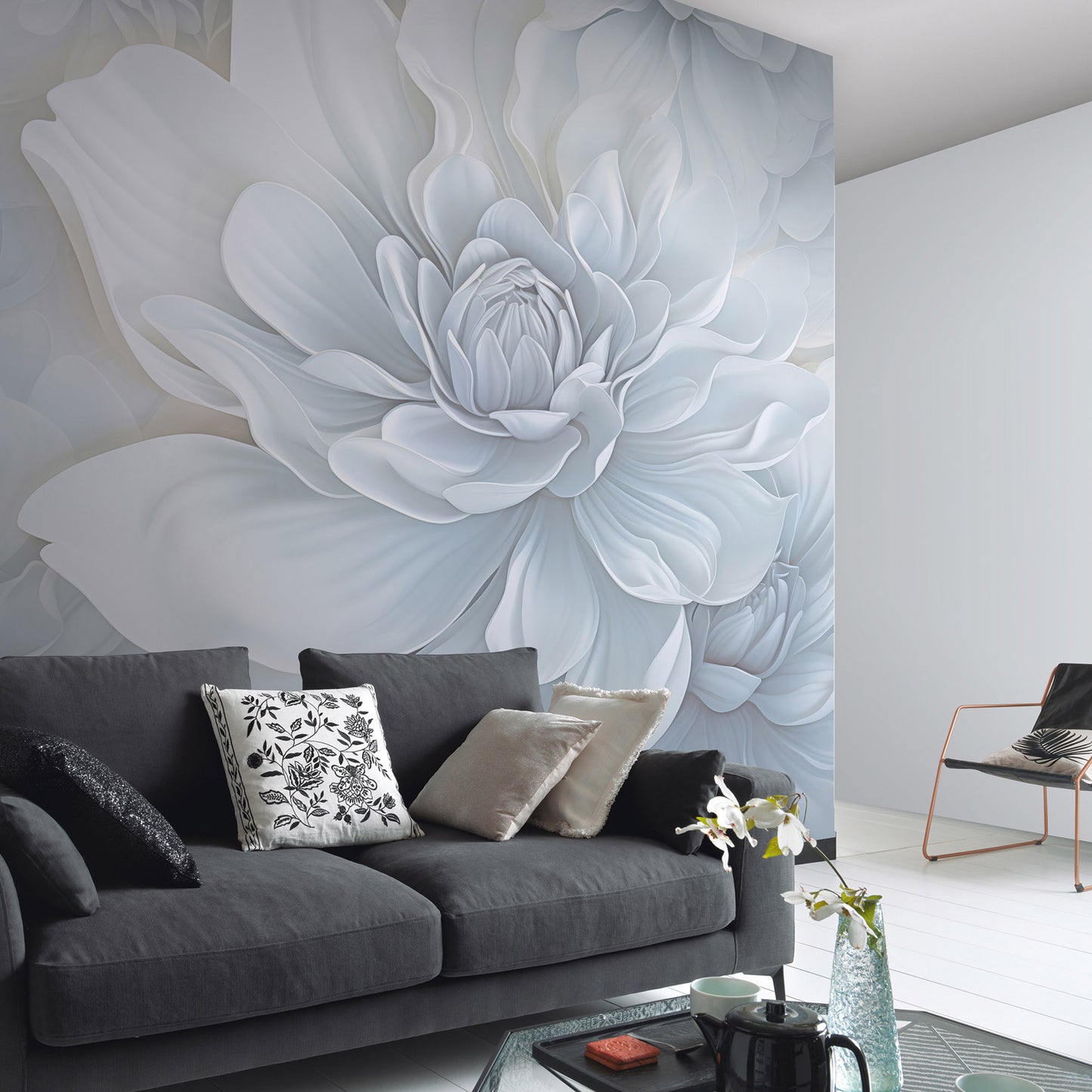 VEER DECOR Pale Floral Beauty Gray Wall Mural Floral Traditional light,grey  Wallpaper - 8416-VRZM-AC
