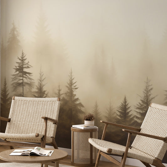 VEER DECOR Silent Woods Beige Wall Mural Landscape Transitional beige  Wallpaper - 8416-VRZM-AH-1