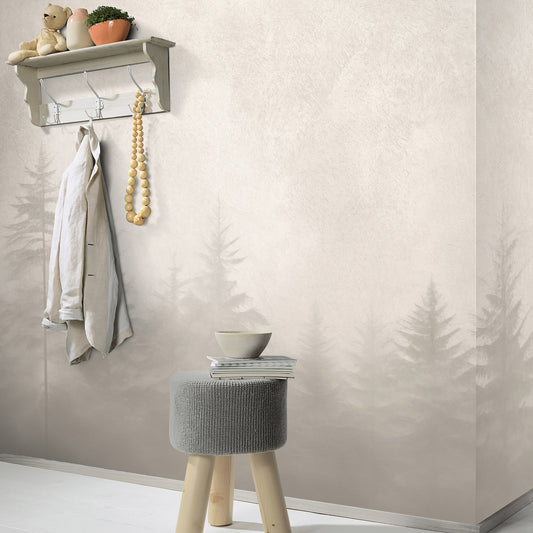 VEER DECOR Silent Woods Cream Wall Mural Landscape Transitional cream  Wallpaper - 8416-VRZM-AH-3