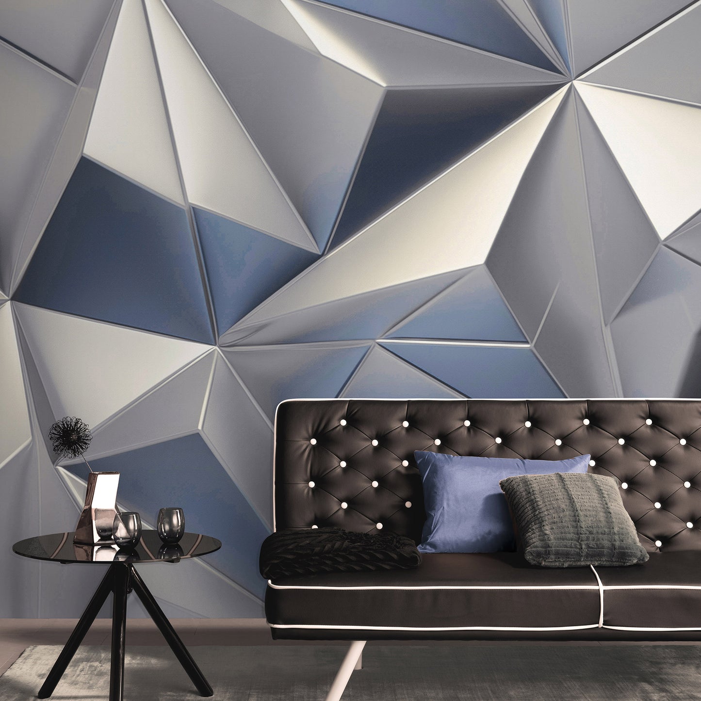 VEER DECOR Silver Prism Silver Wall Mural Abstract Transitional silver  Wallpaper - 8416-VRZM-AI