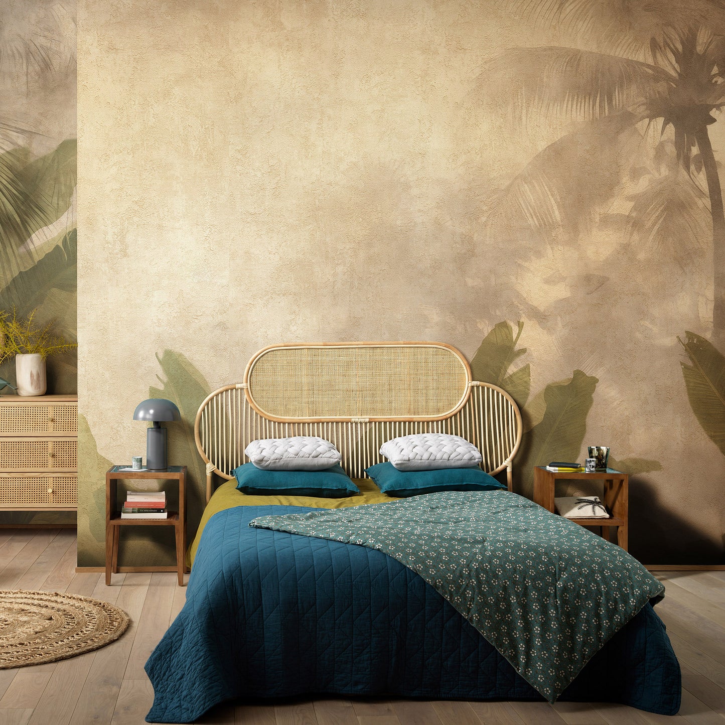 VEER DECOR Tropical Haze Green Wall Mural Tropical Transitional green  Wallpaper - 8416-VRZM-AK-1