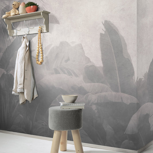 VEER DECOR Tropical Haze Gray Wall Mural Tropical Transitional grey  Wallpaper - 8416-VRZM-AK-2