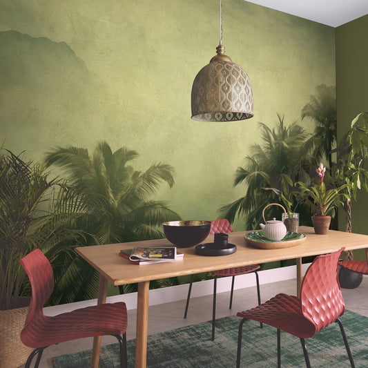 VEER DECOR Coco Island Green Wall Mural Tropical Transitional green  Wallpaper - 8416-VRZM-AL-1