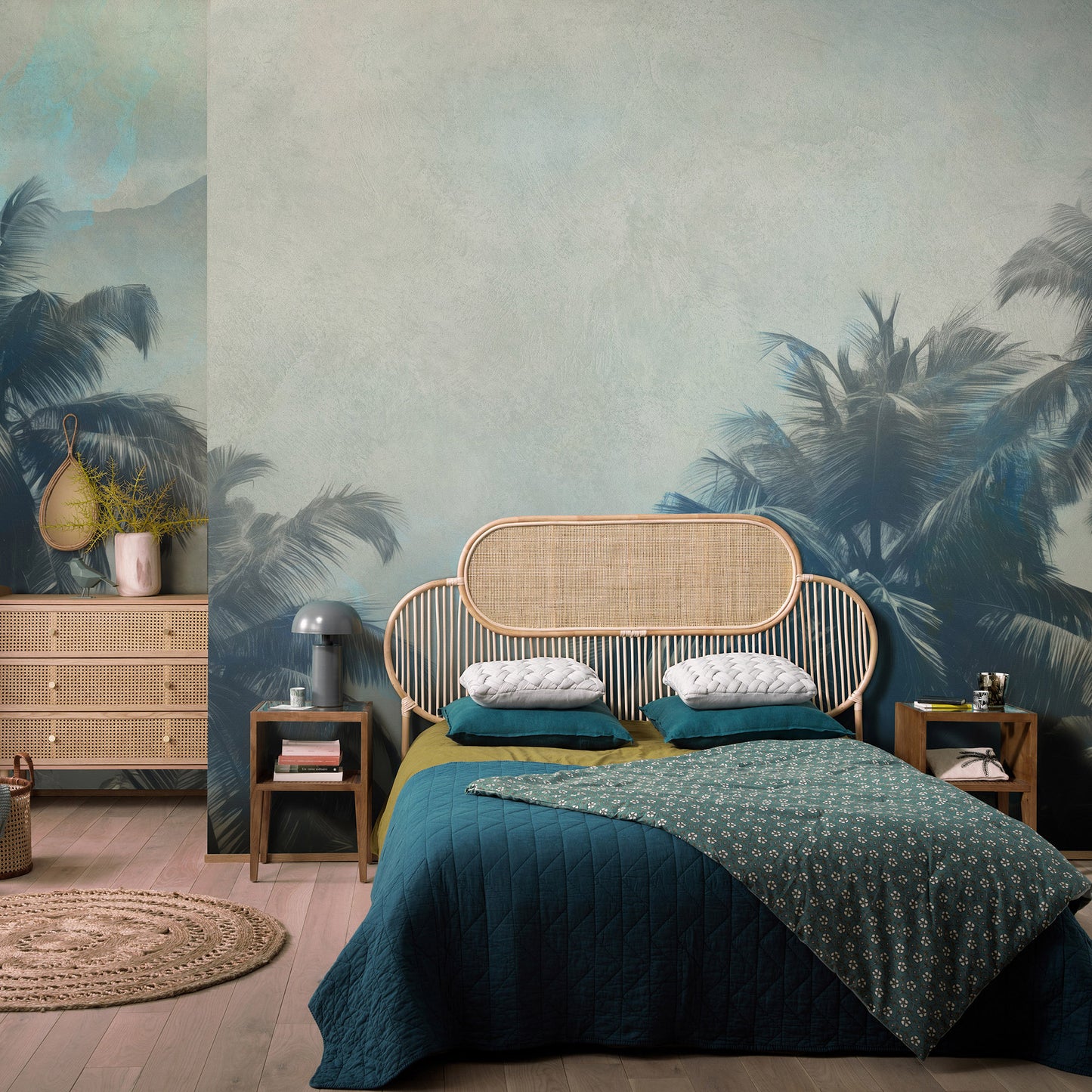VEER DECOR Coco Island Blue Wall Mural Tropical Transitional blue  Wallpaper - 8416-VRZM-AL-3