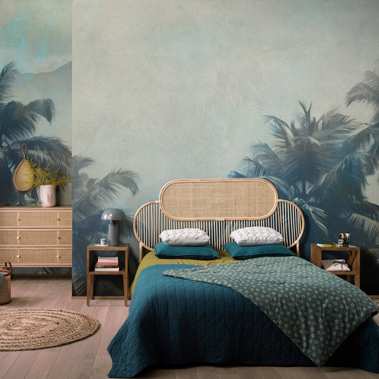 VEER DECOR Coco Island Blue Wall Mural Tropical Transitional blue  Wallpaper - 8416-VRZM-AL-3