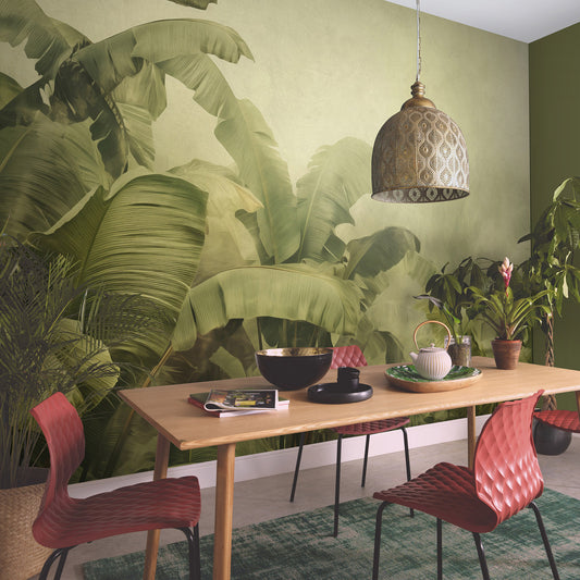 VEER DECOR Jungle Veil Green Wall Mural Tropical Transitional green  Wallpaper - 8416-VRZM-AM-1