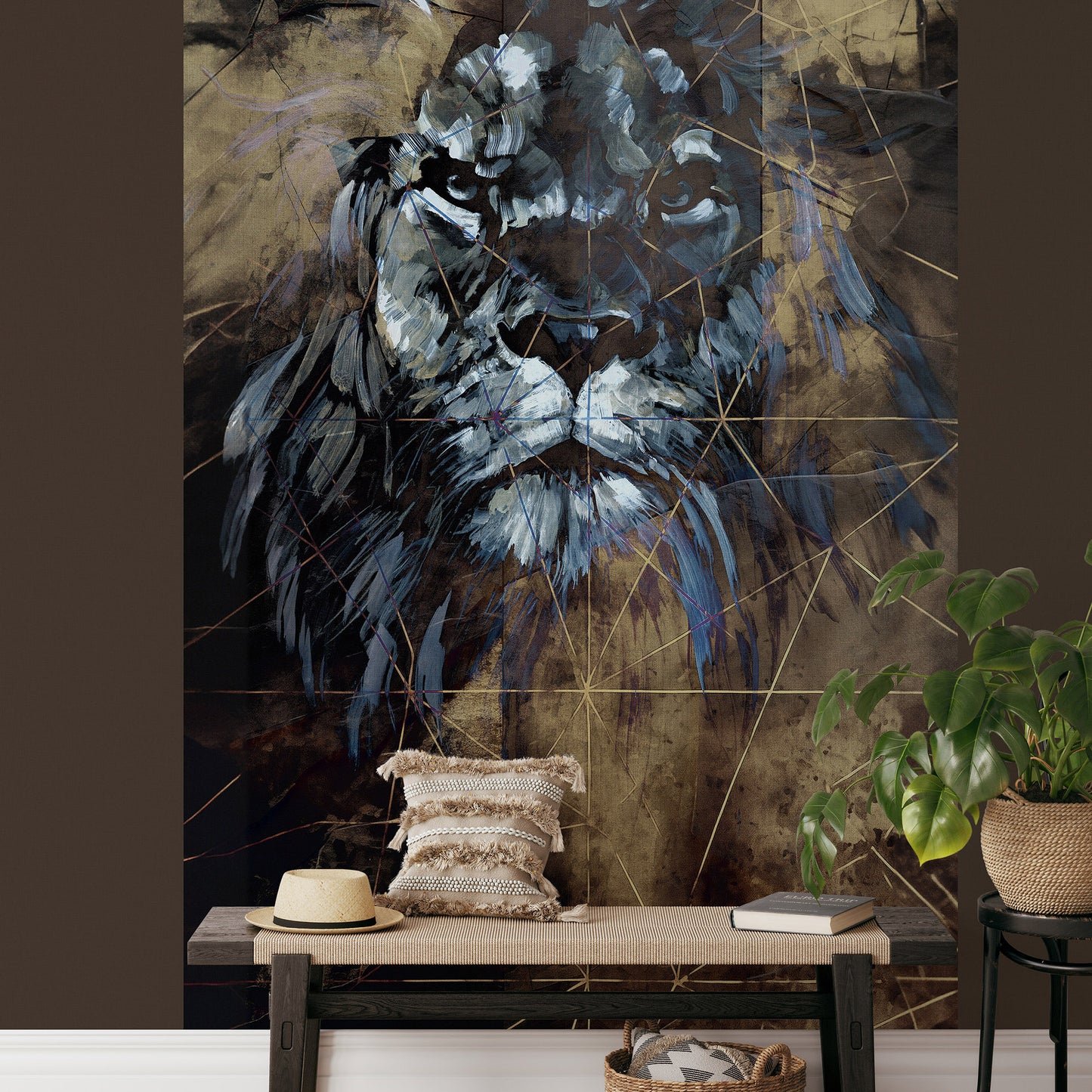 VEER DECOR Roar Wallpaper Gold Wall Mural Animals Transitional gold  Wallpaper - 8416-VRZM-AO