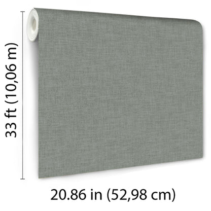 Green linen-weave textured wallpaper for contemporary interiors.
