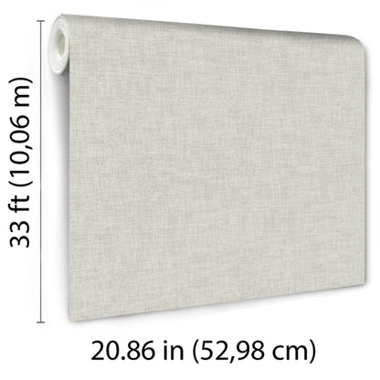 Beige linen-texture wallpaper roll, 52.98 cm wide by 10.06 m long, wall covering.