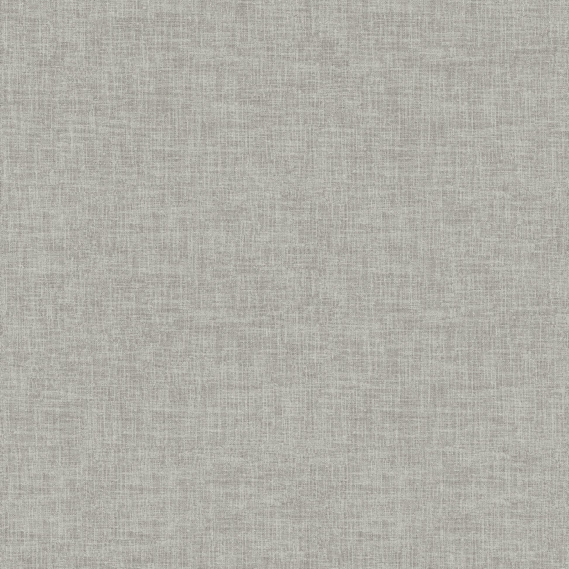 Gray linen-weave wallpaper close-up showing a textured woven surface.