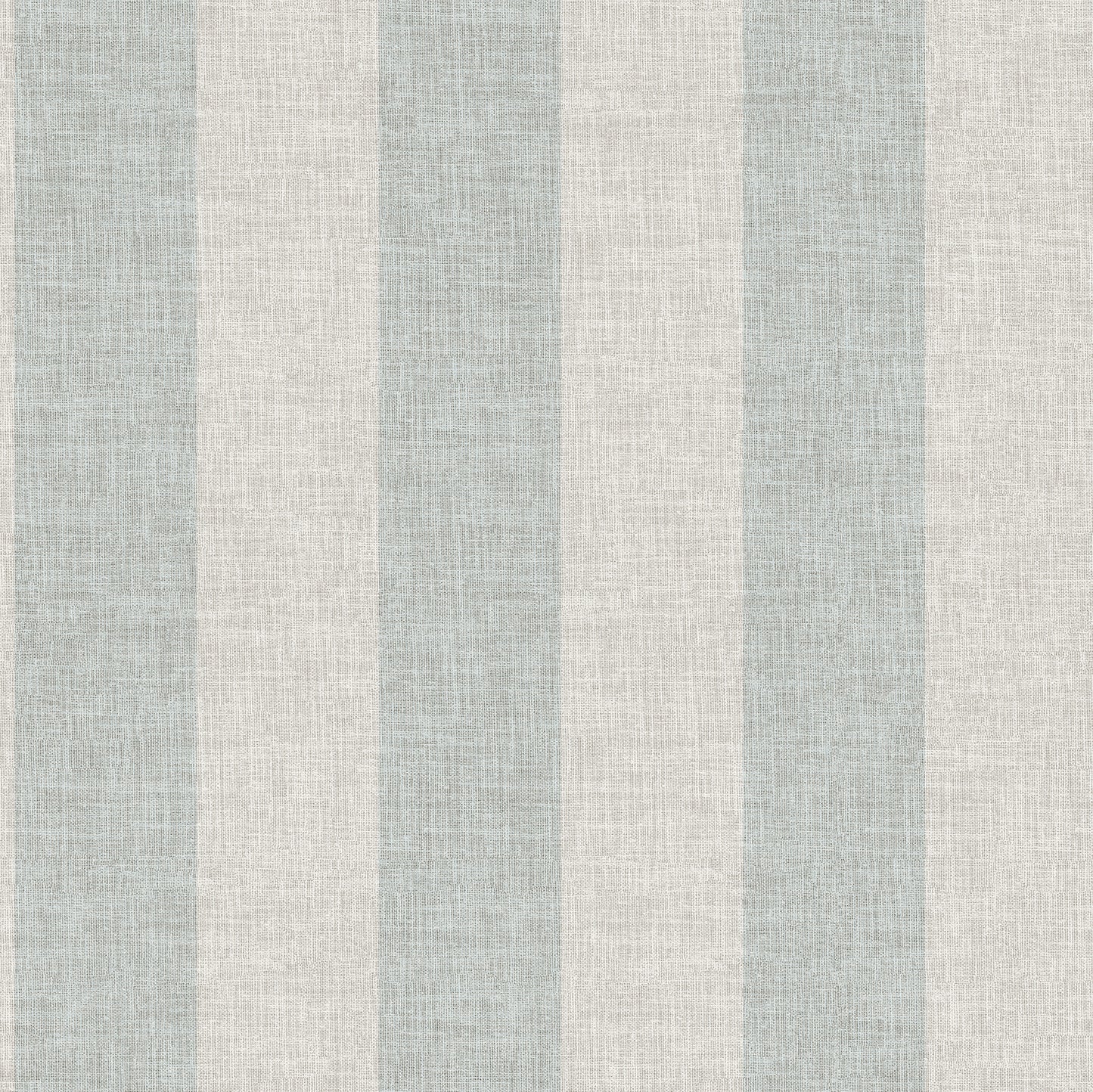 Linen-look striped wallpaper with vertical pale teal and ivory stripes.