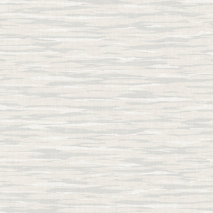 Light cream wallpaper with subtle gray horizontal bands and a woven texture.