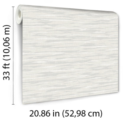 Light gray wood-grain wallpaper roll, 33 ft long and 20.86 in wide, textured wall covering.
