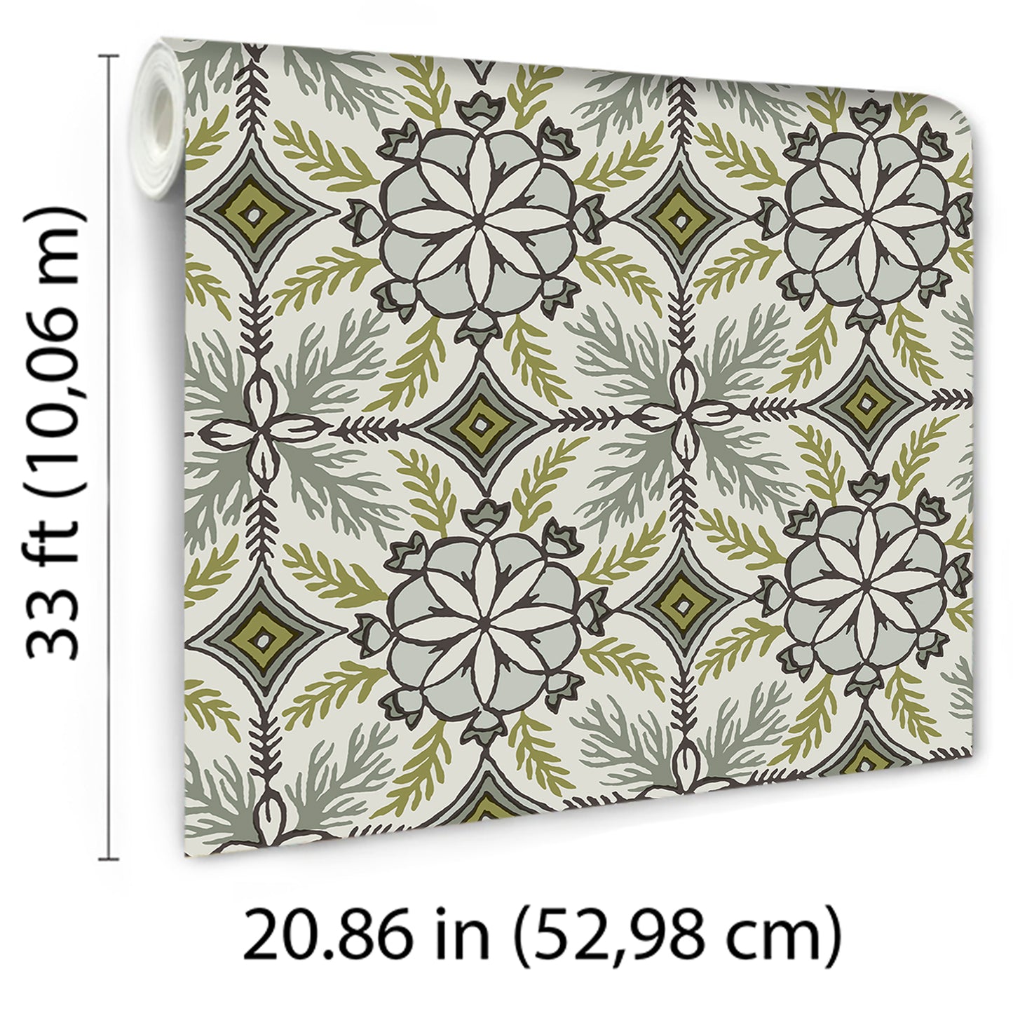 VEER DECOR Morocco Green Wallpaper Medallion Traditional, Mediterranean Green  Wallpaper - 8421-ANT-AE2