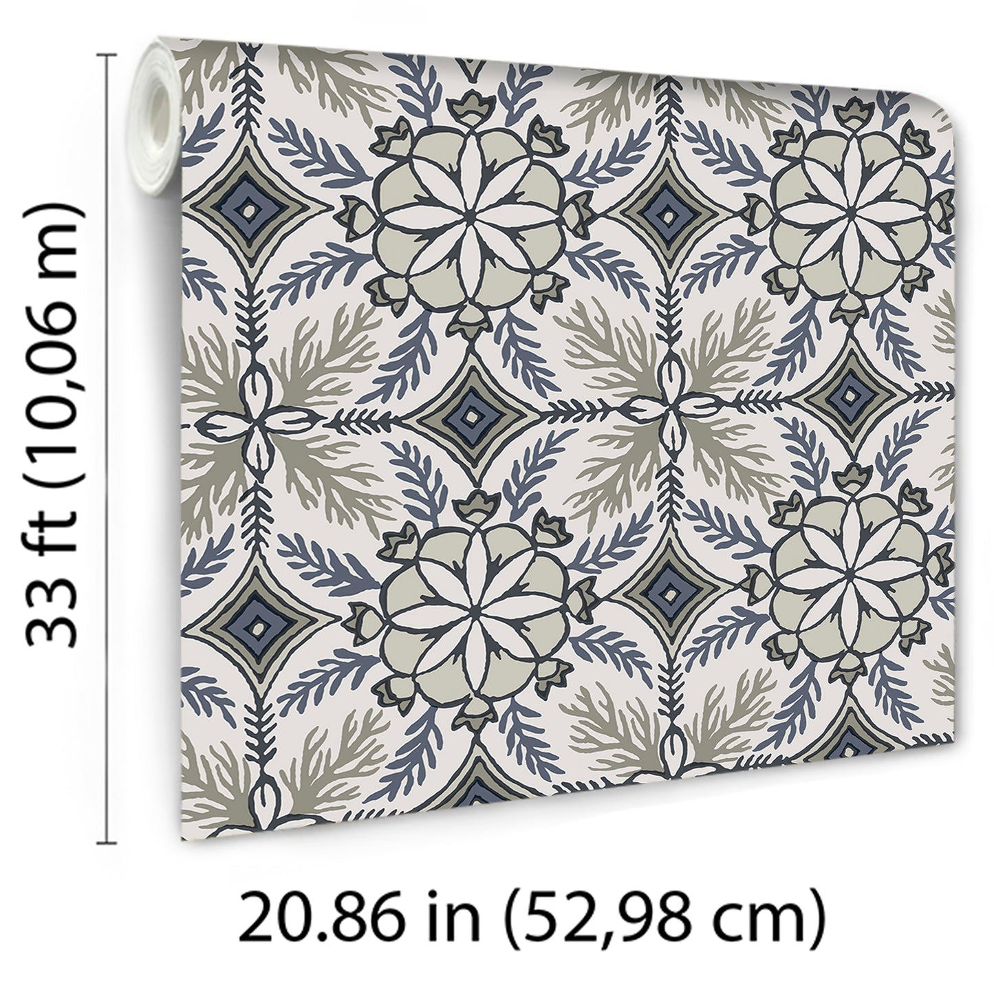 VEER DECOR Morocco Blue Wallpaper Medallion Traditional, Mediterranean Blue  Wallpaper - 8421-ANT-AE3