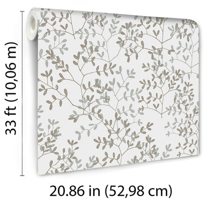 VEER DECOR Antibes Branches White Wallpaper Nature Traditional, Transitional White  Wallpaper - 8421-ANT-AF1