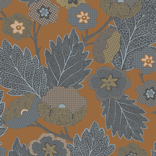VEER DECOR Antibes Flora Brown Wallpaper Floral Traditional, Transitional Brown  Wallpaper - 8421-ANT-AH3