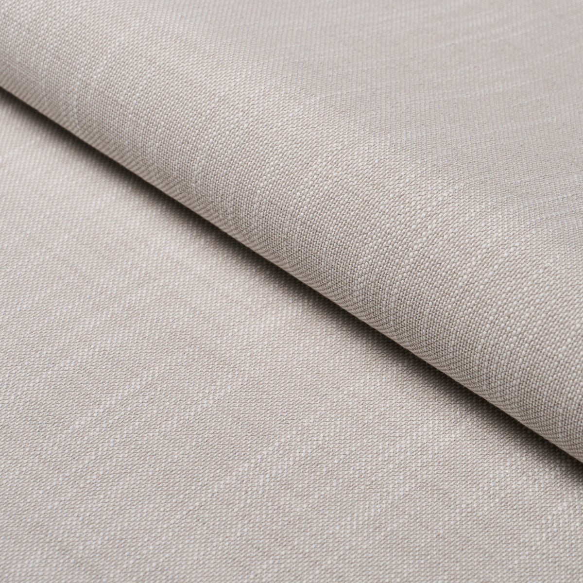 Grey woven fabric swatch with a folded edge.