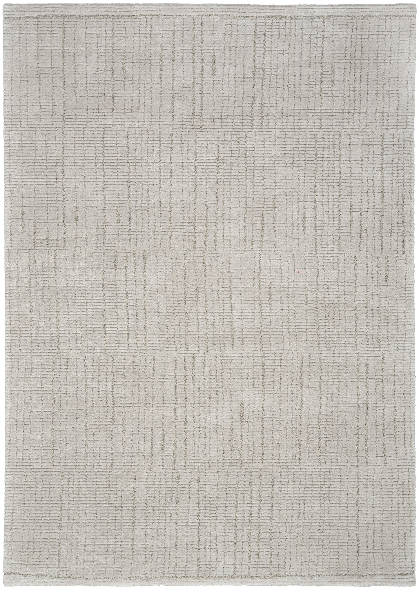 Cream beige rectangular flat-weave rug with a subtle linear grid pattern for neutral, modern decor.