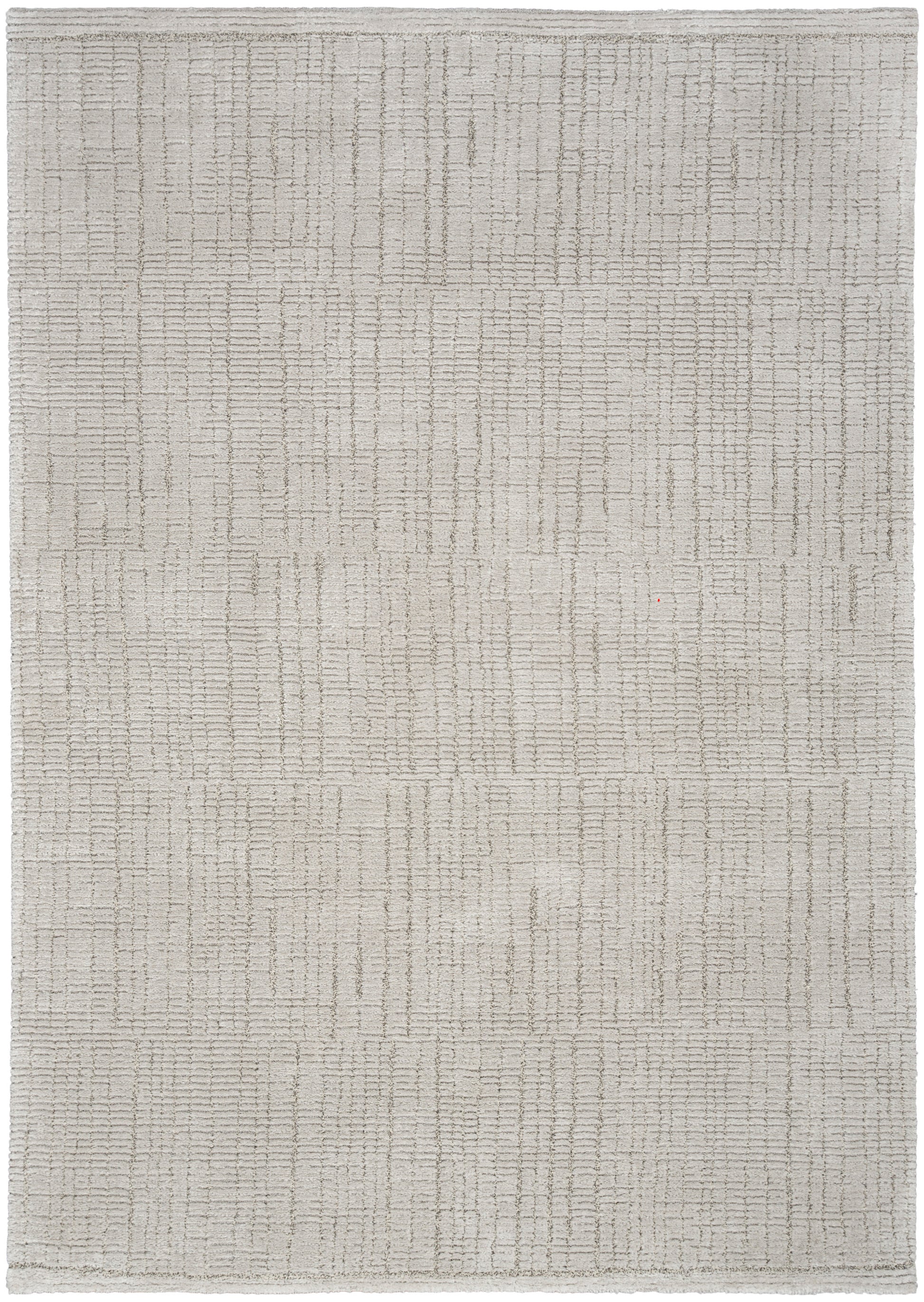 Cream beige rectangular flat-weave rug with a subtle linear grid pattern for neutral, modern decor.