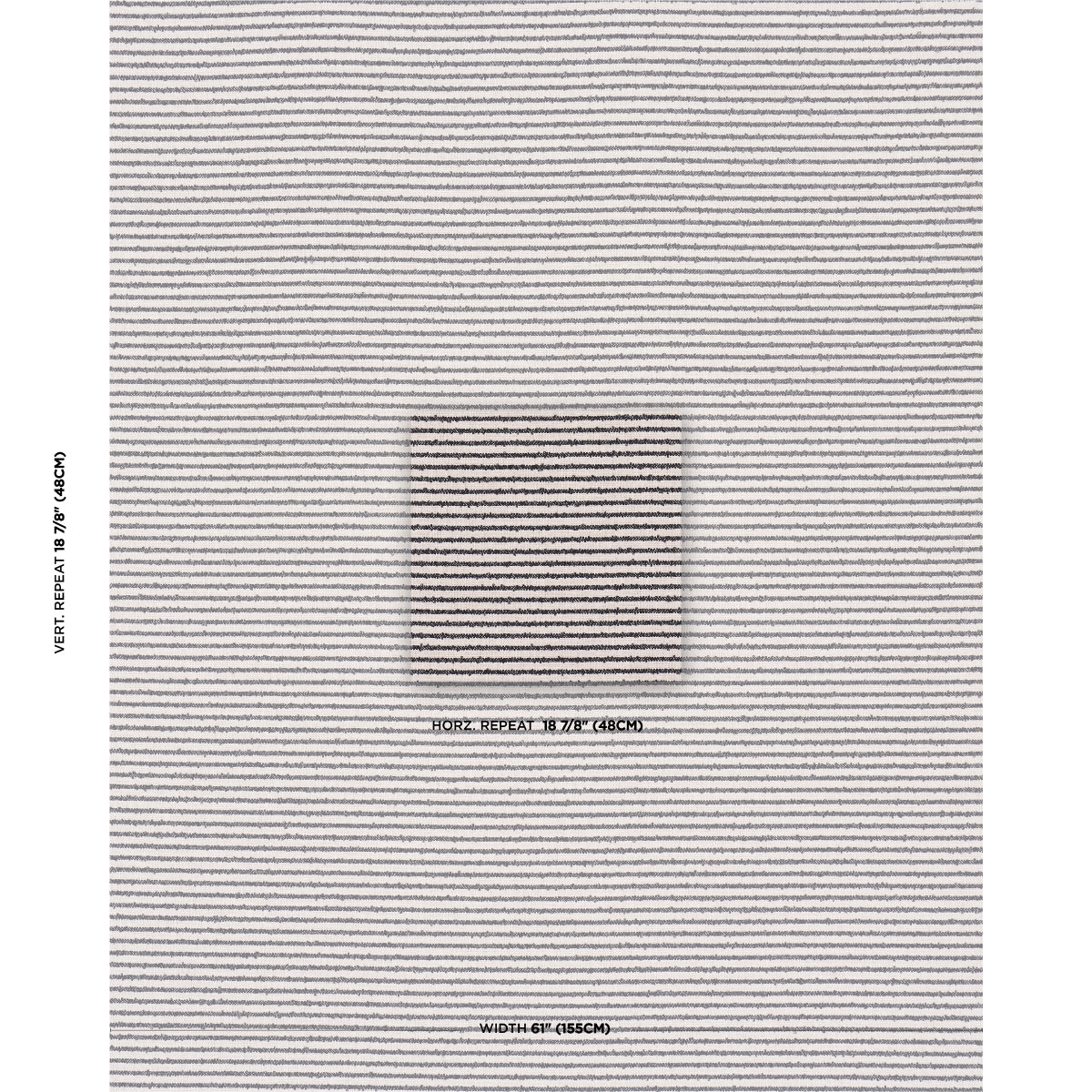 Gray boucle stripe indoor/outdoor woven jute fabric with thin horizontal stripes.