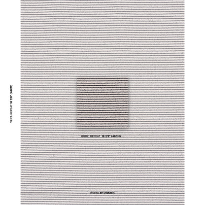 Gray boucle stripe indoor/outdoor woven jute fabric with thin horizontal stripes.
