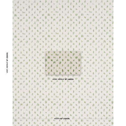 Cream woven panel with a slim green leaf border at the bottom; width 52 inches (132 cm).